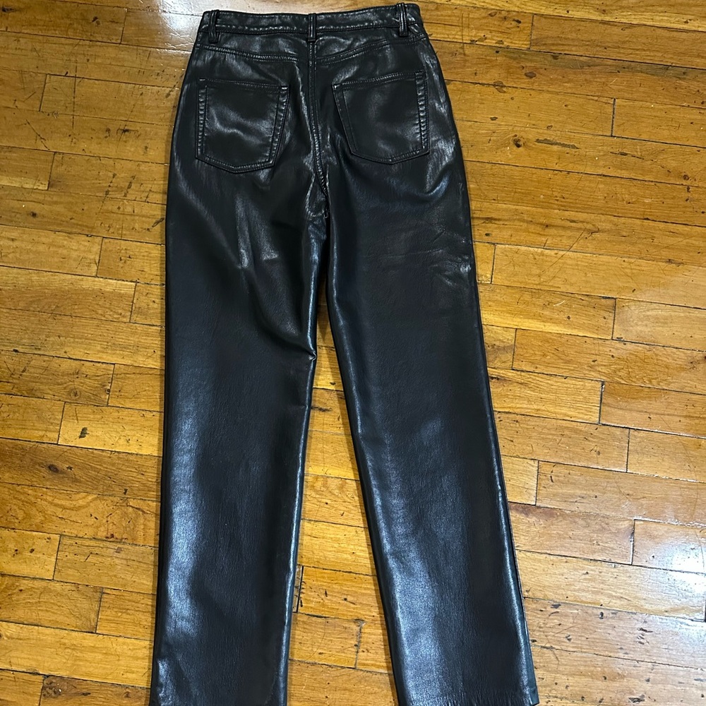 Women's Black Leather Jeans - Picture 2 of 2